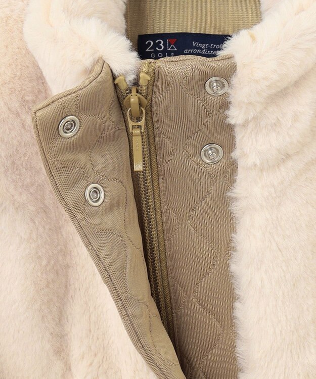 23区GOLF 【WOMEN】フェイクファー×キルト ワンピース 1枚で暖かい寒い日の防寒アイテムに◎ アイボリー系