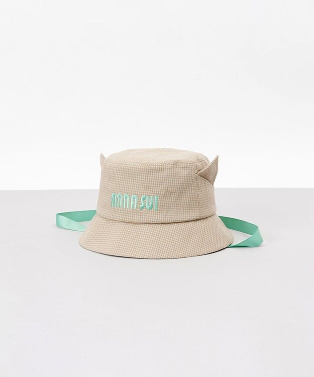 AURORA 【 ANNA SUI（アナ スイ）】ネコ耳ロゴ刺しゅうクロッシェハット グリーン