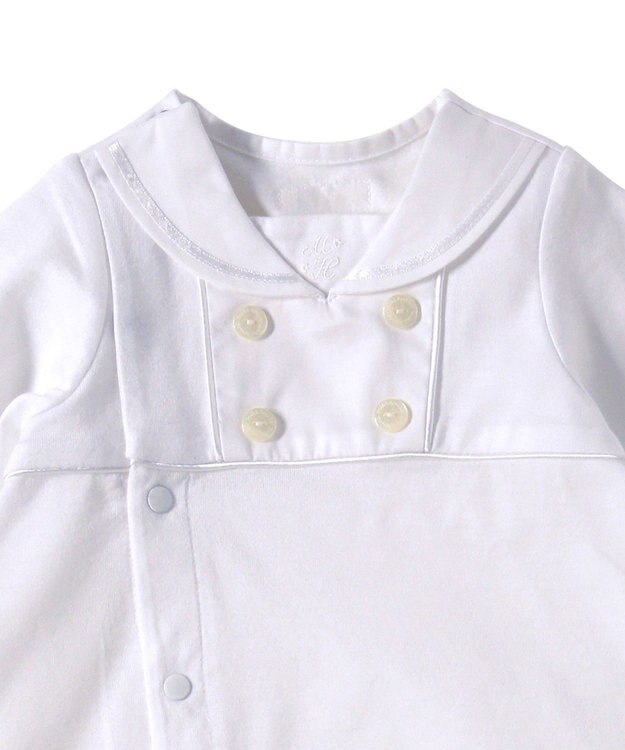 MIKI HOUSE HOT BISCUITS 【ミキハウス】 ツーウェイオールセットセーラーカラー風【春夏向け】 白