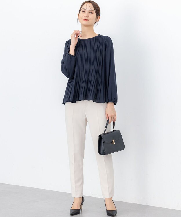 組曲 S 【WEB限定】ジョーゼットシフォンプリーツ ブラウス ネイビー系