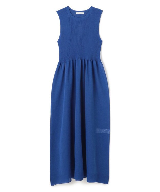 BEIGE， 【洗える】MILANO / リネン混シアーニットAラインワンピース Blue