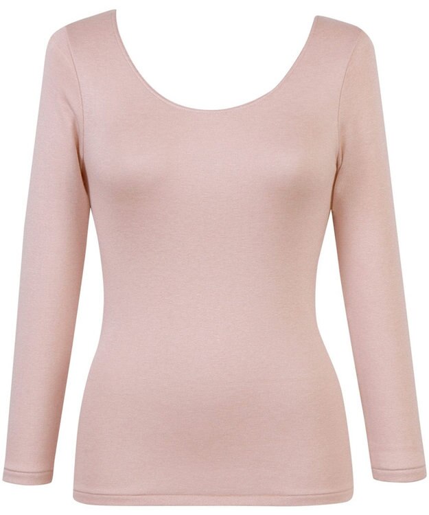 Wing あったかインナー 綿混 裏起毛 よく伸びる素材 【ラクのびサーモ】 8分袖 長袖 秋 冬 EL6813 ウイング／ワコール シェルピンク