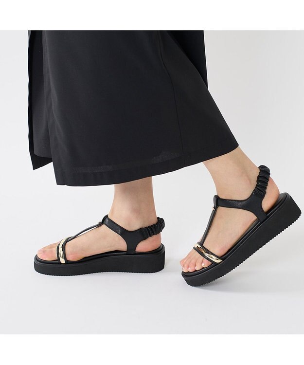 MODE ET JACOMO <MODE ET JACOMO>柔らか厚底ストラップサンダル ブラック