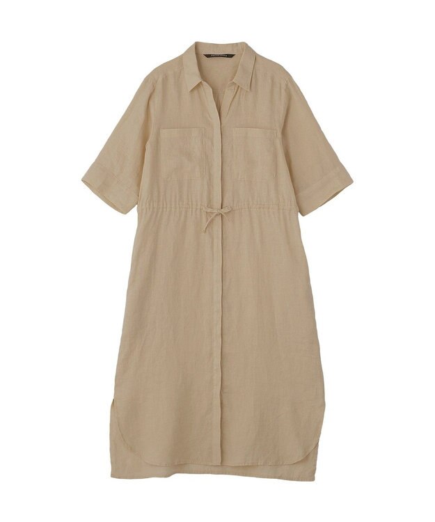 YECCA VECCA フレンチリネンドロストワンピース Dark Beige