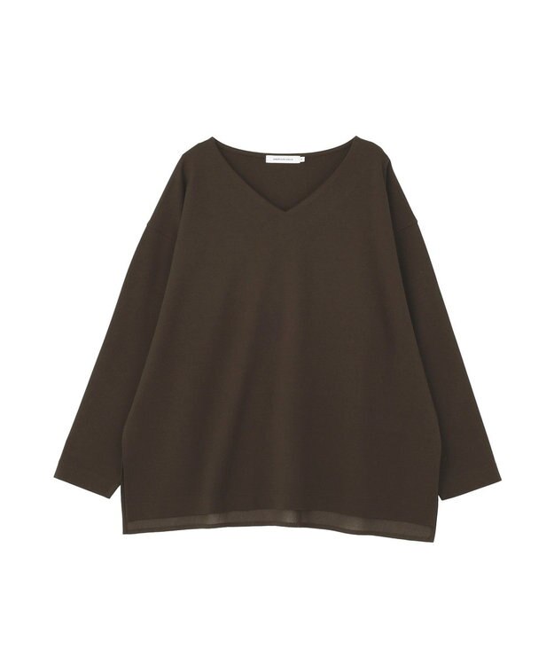 AMERICAN HOLIC Vネック裾異素材ポンチプルオーバー Brown