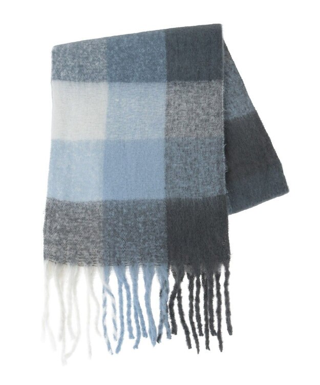 earth music&ecology ブロックチェックマフラー Gray