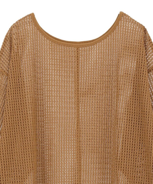 Green Parks メッシュ長袖ゆるカットプルオーバー Mustard