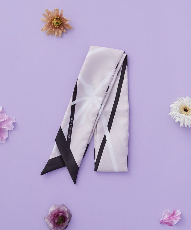 Maison de FLEUR リボンモチーフ柄スカーフ Pink