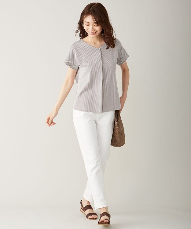 J.PRESS LADIES 10オンス ストレッチ デニム パンツ ホワイト系