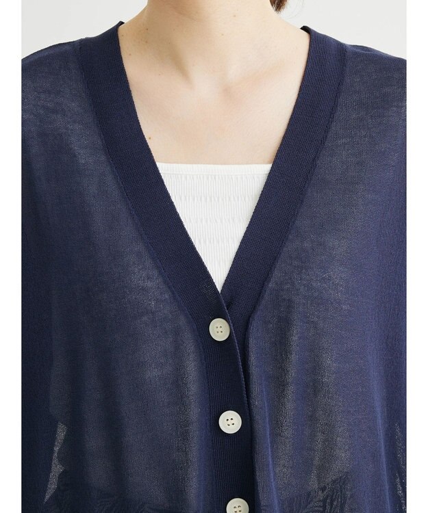 Green Parks 接触冷感Ｖネックカーデ Dark Navy