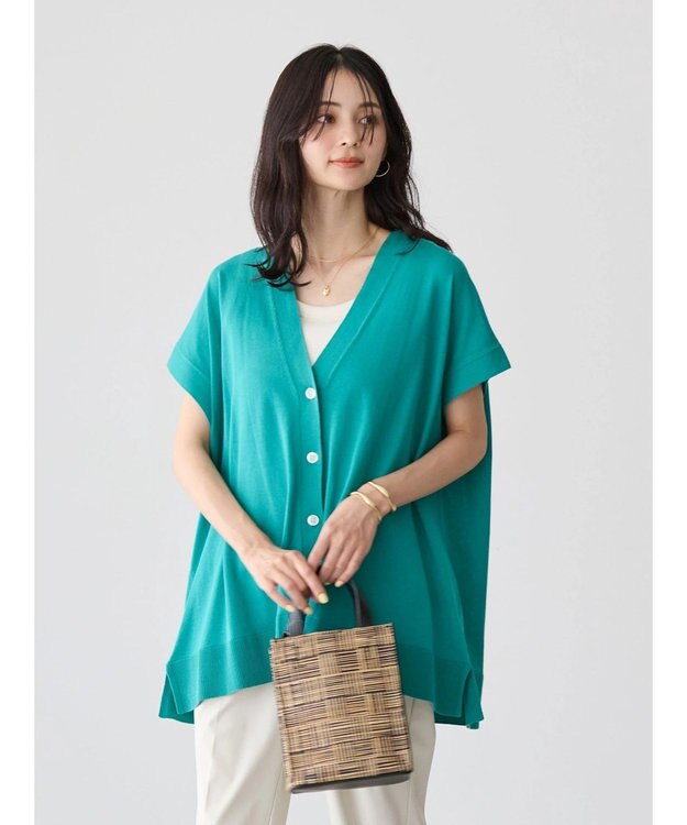 AMERICAN HOLIC 接触冷感Ｖネックニットカーディガン Green