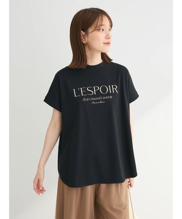 Green Parks 汗染み防止フレンチスリーブロゴＴシャツ Black