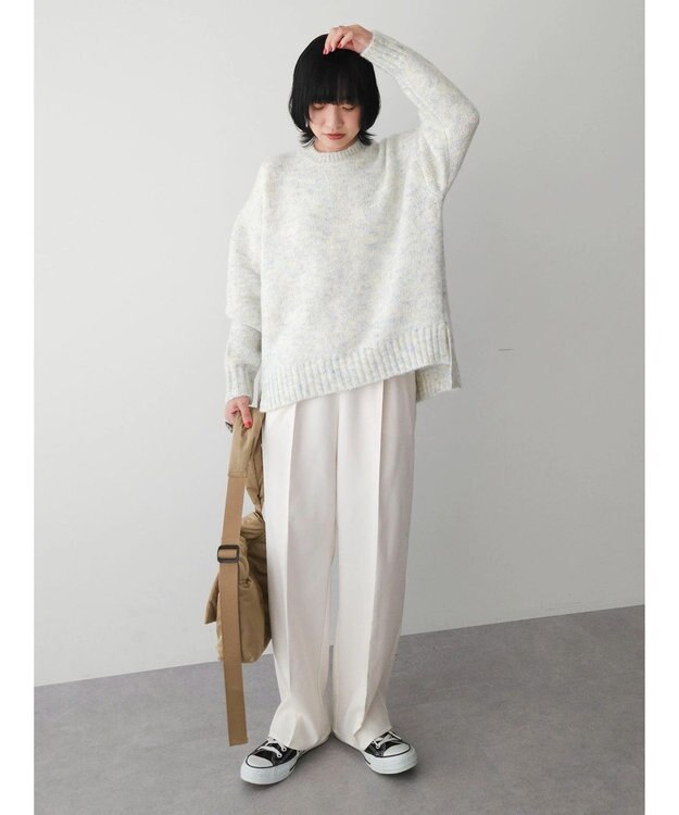 Green Parks ふわふわＭｉｘニットプルオーバー Off White