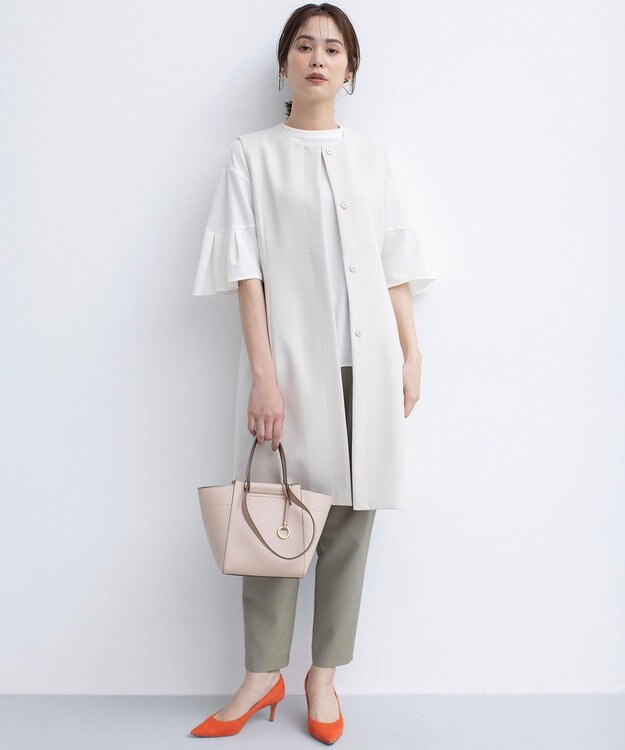 組曲 【UVケア・接触冷感】ライトアムンゼンジャージー袖フレア トップス アイボリー系