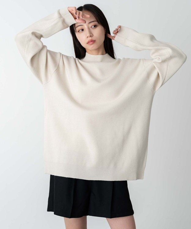 WEGO 【ユニセックス着用ITEM】ミラノリブモックネックプルオーバー ホワイト