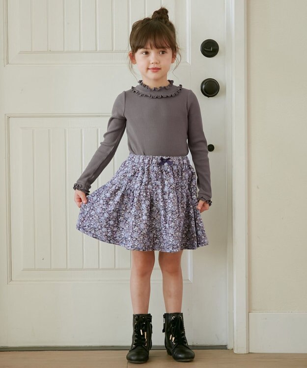 ANY KIDS テレコハイネック長袖Tシャツ チャコール