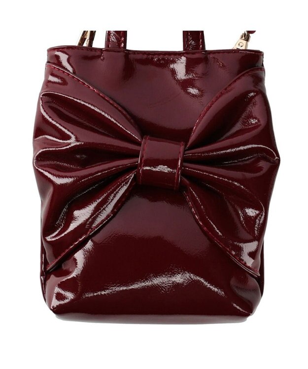 ROOTOTE 0670【直営店限定:ミニショルダー】ベビールーエナメルリボン-A 04：ワイン