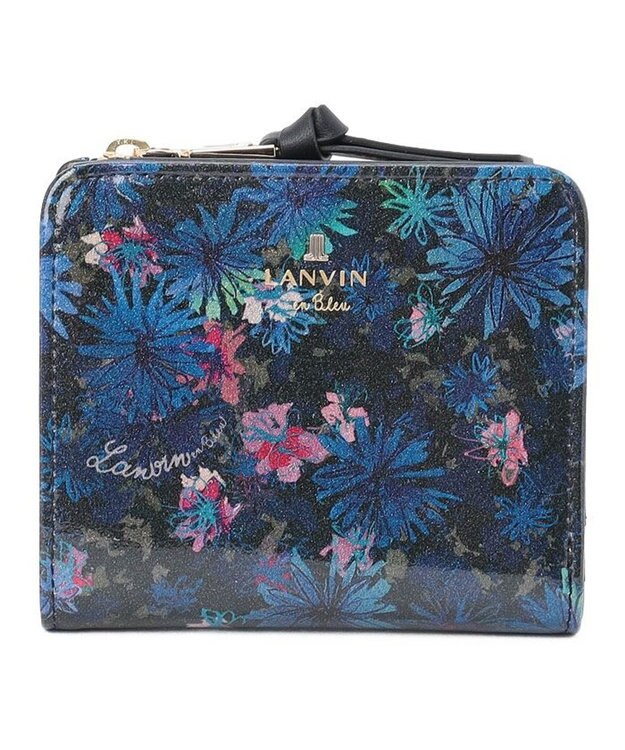 LANVIN en Bleu ブルーデイジー Lファスナー二つ折り財布 ブルー