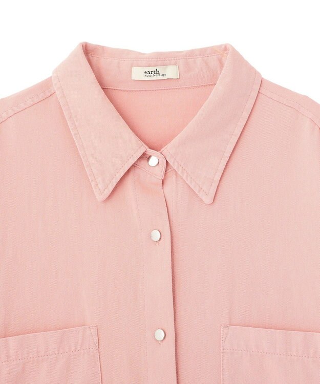 earth music&ecology 5分袖デニムシャツ Pink