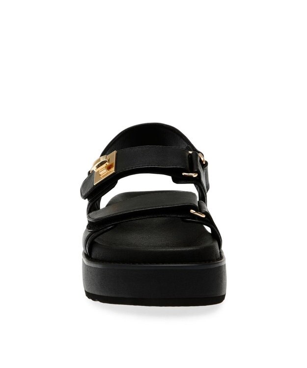 STEVE MADDEN BIGMONA ダブルベルトレザーサンダル ブラックレザー