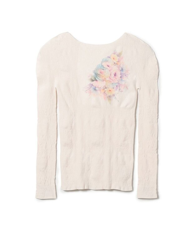 Chacott 【ノーソーイングニット】フラワーブーケプリントニットトップ ロイヤルピンク