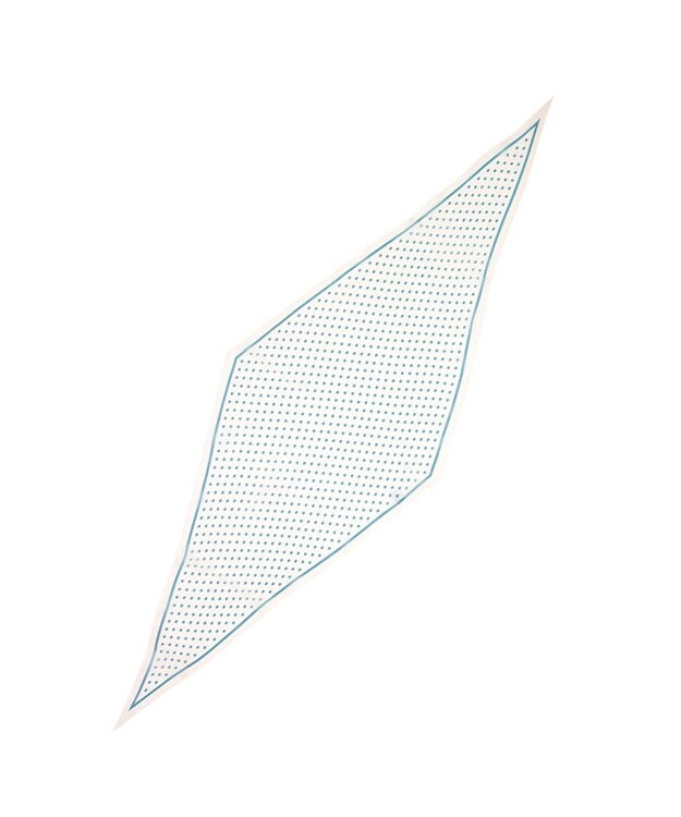 Marca ＜洗えるシルク＞ドット 菱形スカーフ Marcaオリジナル ウォッシャブルシルクローン オフホワイト×ブルーグリーン