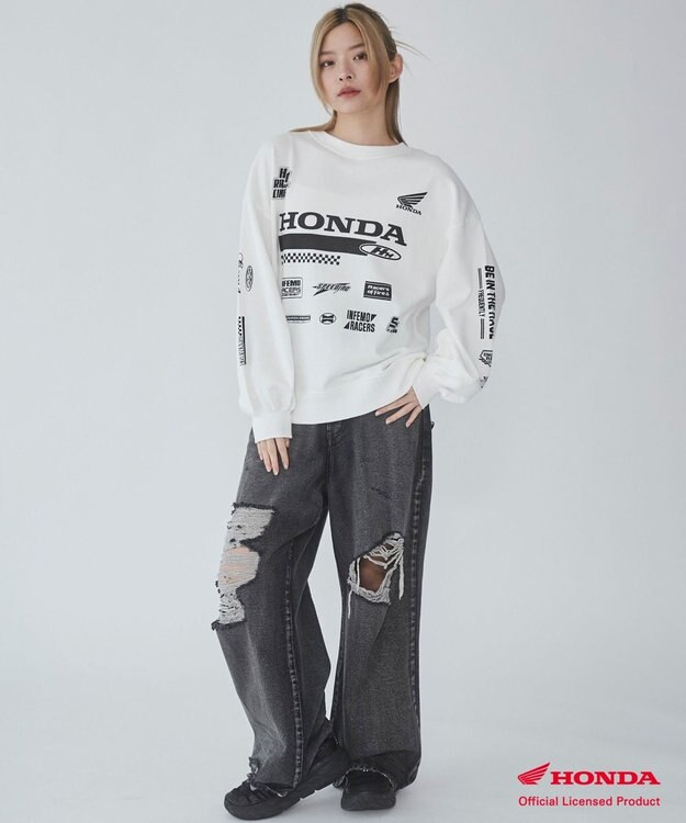 WEGO 別注Hondaプルオーバービッグスウェット ホワイト