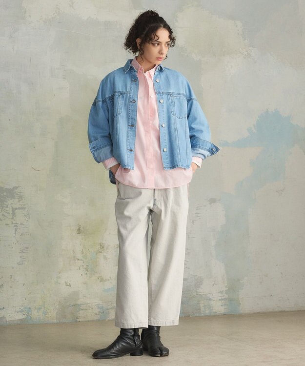 J.PRESS YORK STREET 【WOMEN】ソフトワイドデニム シャツジャケット ダルブルー系