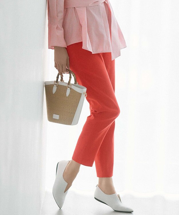 23区 S 【洗える】リネンレーヨンストレッチ テーパードパンツ オレンジ系