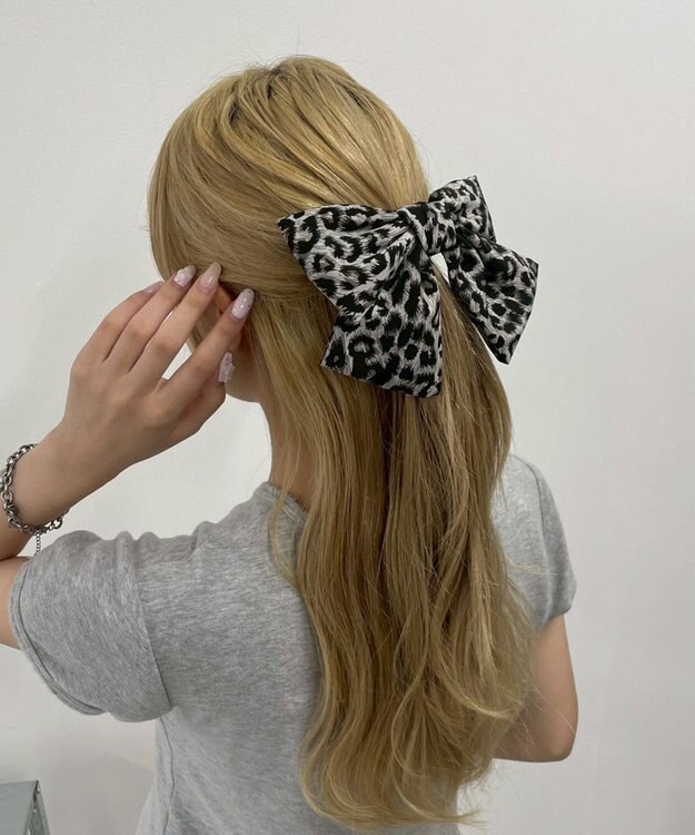 WEGO LレオパードBIGリボンバレッタ グレー