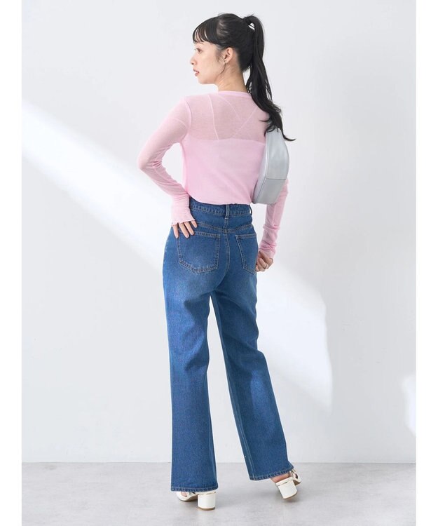 earth music&ecology シアーリブロゴ刺繍プルオーバー Light Pink