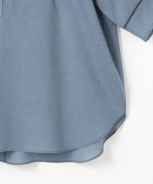 自由区 ナチュラルリネン ブラウス ブルー