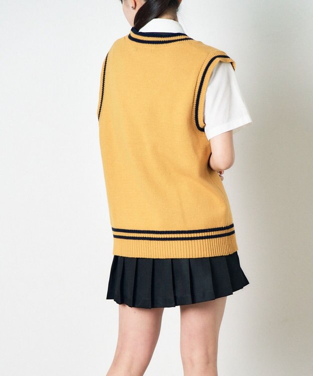 WEGO 【SCHOOLITEM】ラインスクールニットベスト マスタード