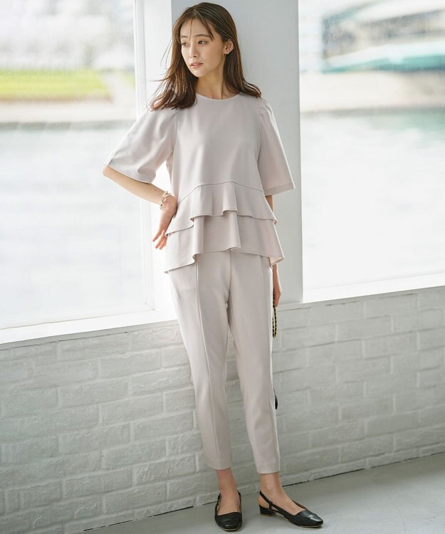 組曲 【WEB限定】スタイルアップジャージー パンツ ベージュ系