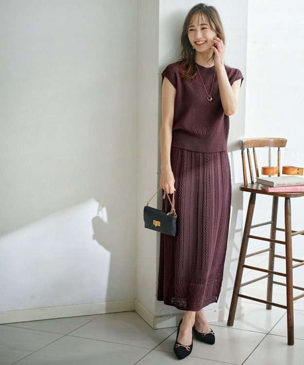 ANY SIS 【2点セット】ニット セットアップ ブラウン