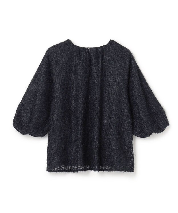 UNFILO L エアリーヤーン ギャザーブラウス ネイビー