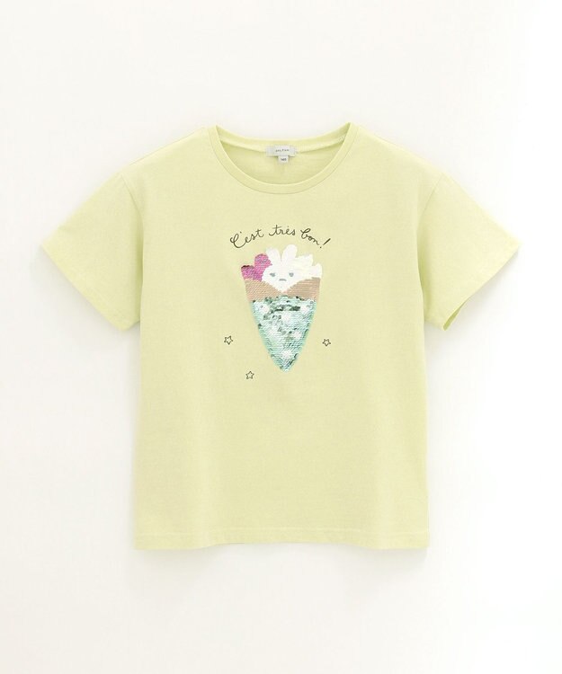 ANY KIDS ミラクルスパンコール 半袖 Tシャツ ライム×クレープ