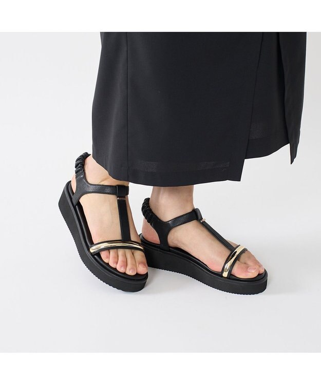 MODE ET JACOMO <MODE ET JACOMO>柔らか厚底ストラップサンダル ブラック