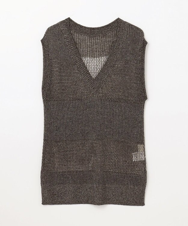 GRACE CONTINENTAL ラメメッシュニットトップ ゴールド