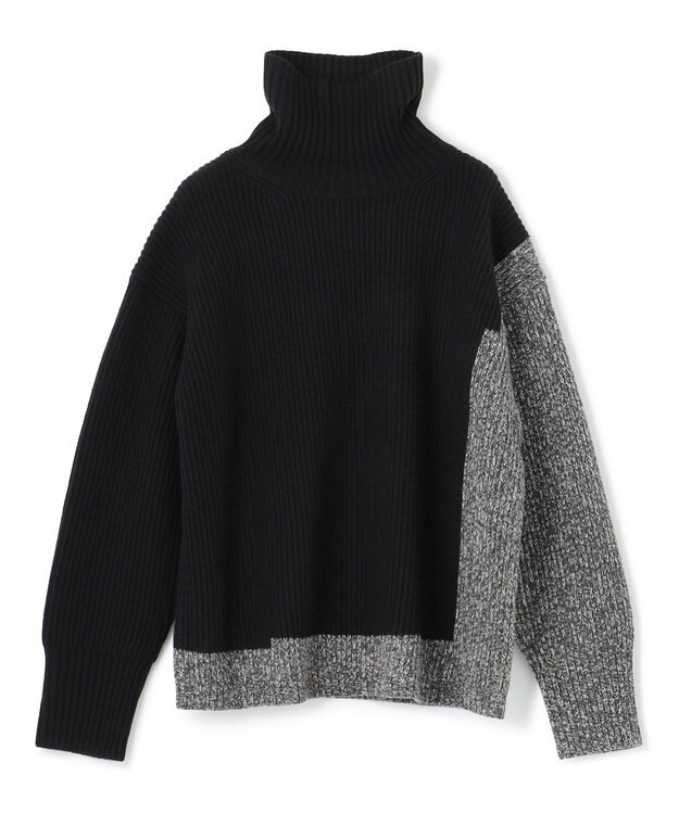 JOSEPH カーディステッチアニメーション　ハイネックニット Black/Ivory