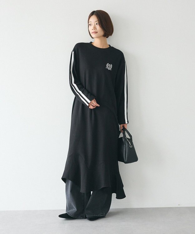 CRAFT STANDARD BOUTIQUE ライン入り裾フリルワンピース Black