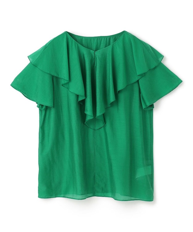 UNFILO ライトシアー ラッフルブラウス グリーン