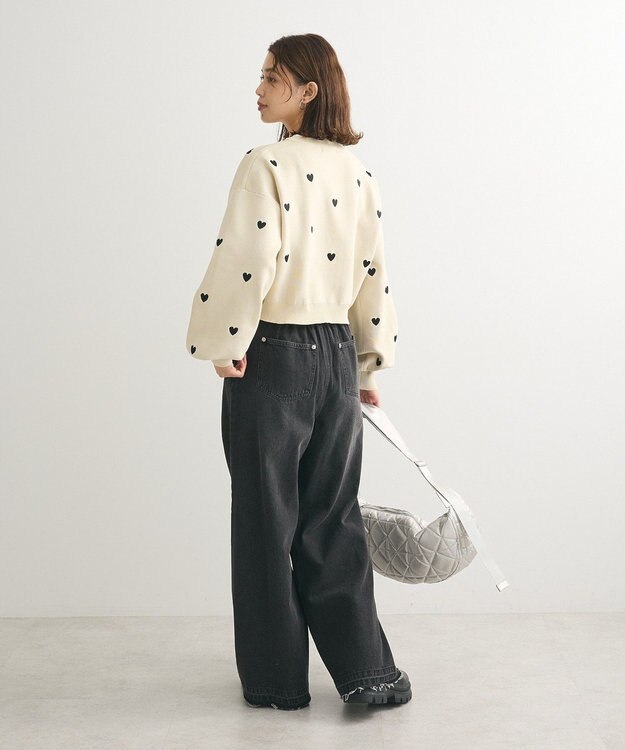 Green Parks ・ｓｗｉｎｇ　ｂｙ　ハート刺繍ニット Black