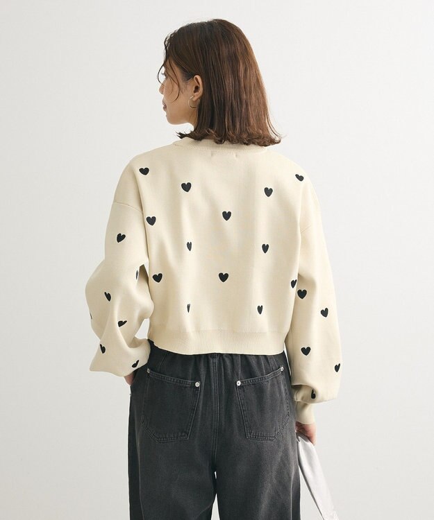 Green Parks ・ｓｗｉｎｇ　ｂｙ　ハート刺繍ニット Black