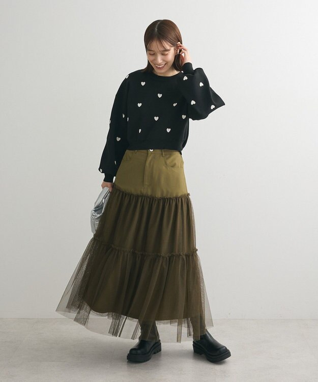 Green Parks ・ｓｗｉｎｇ　ｂｙ　ハート刺繍ニット Black