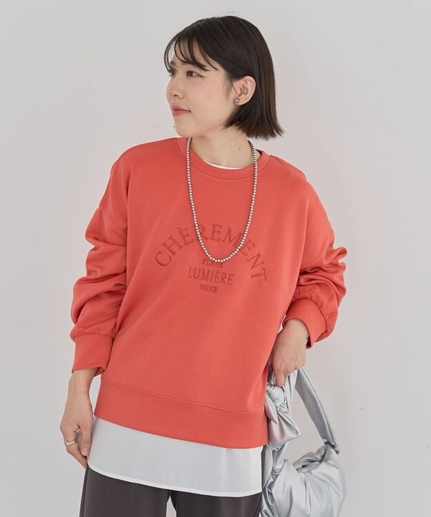 Green Parks ロゴ刺繍ダンボールプルオーバー Red