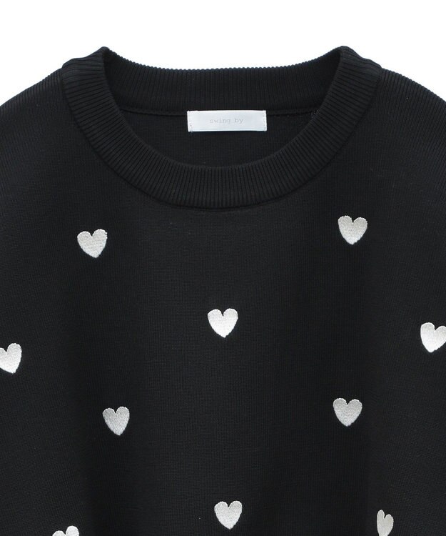 Green Parks ・ｓｗｉｎｇ　ｂｙ　ハート刺繍ニット Black