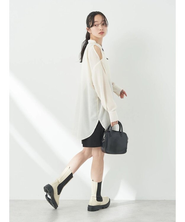 earth music&ecology ショルダースリットシャツ Off White