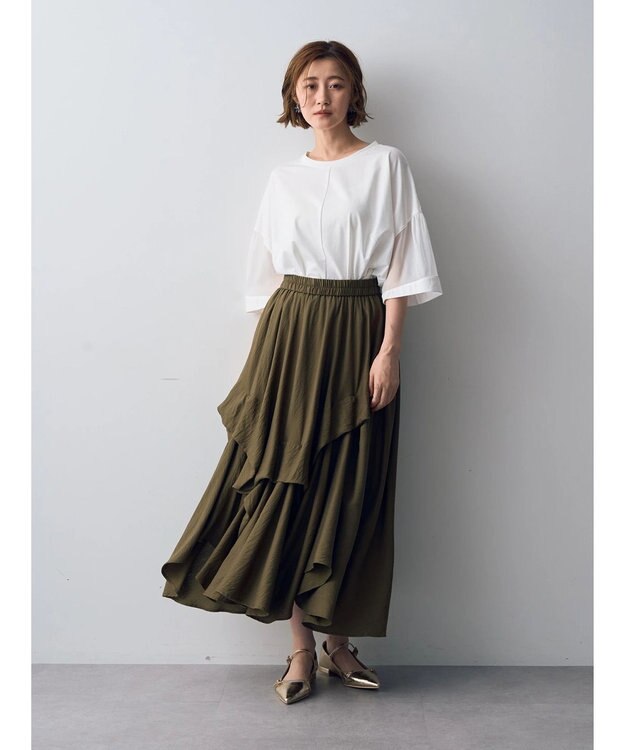 YECCA VECCA アシメデザインスカート Khaki
