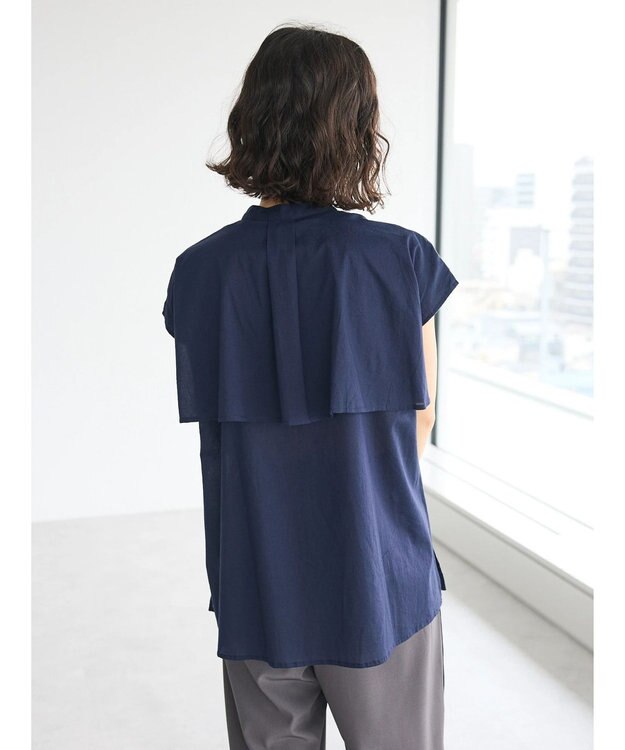 CRAFT STANDARD BOUTIQUE インド綿フリルブラウス Navy